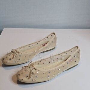 Pop Cardio Nude Ballet Flat Rhinestone Size 9